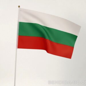 Знаме на България с пластмасова дръжка – 14/21 см.
