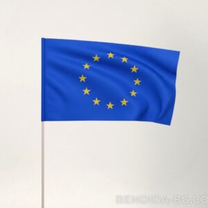 Знаме на Европейски съюз 30/50 см. за външни условия с дървена дръжка