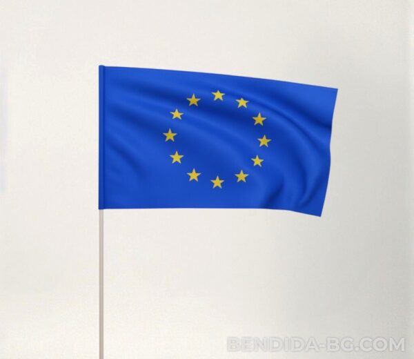 flag-textile-s-pruchka-1 Знаме на Европейски съюз 50/83 см. за външни условия с дървена дръжка