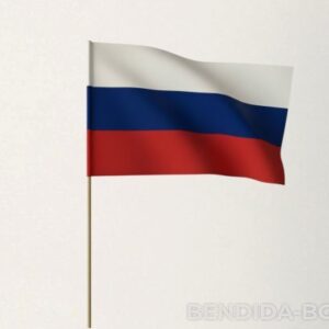 Знаме на Русия с дървена дръжка – 16/22 см.