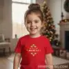 12.jpg Коледна детска червена тениска за момче и момиче с надпис 'Весела Коледа'