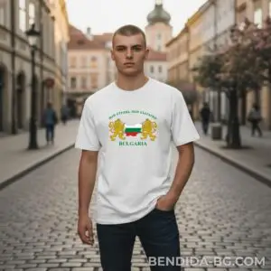 Мъжка тениска “Моя страна, моя България!” в бяло