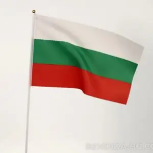 Знаме на България с пластмасова дръжка - 14/21 см.