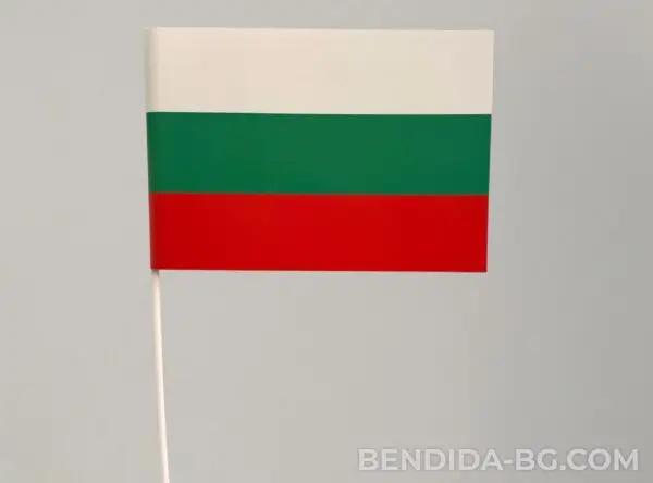 Хартиено знаме на България с пластмасова дръжка - 16/22 см.