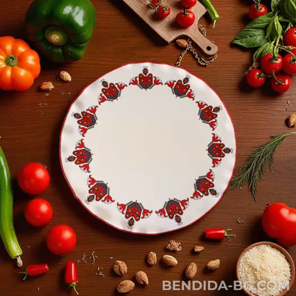 1758804200181458.png Кръгла текстилна покривка/кърпа с фолклорни мотиви