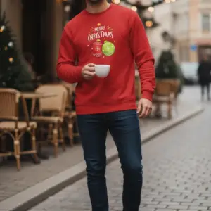 1760612118360785.png Коледна мъжка червена ватирана блуза с надпис „Merry Christmas“ и празнични играчки