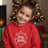 Детска коледна червена ватирана блуза с надпис „Merry Christmas“- за момиче и момче