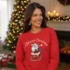Коледна дамска ватирана червена блуза с Дядо Коледа и надпис „Merry Christmas“