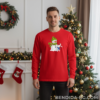 1760624552481184-e1761117972828.png Коледна мъжка червена блуза със снежен човек и зимно зайче