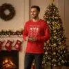 Коледна мъжка червена блуза с чаши за вино и надпис „Merry Christmas“