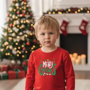 Детска коледна червена блуза Merry Christmas – за момиче и момче