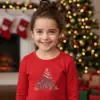 Детска коледна червена блуза с елха и надпис „Merry Christmas“-за момиче и момче