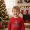 Детска коледна червена блуза с елха и надпис „Merry Christmas“-за момиче и момче