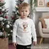 1760635734283051.jpg Детска коледна бяла блуза със снежен човек и празничен надпис - за момиче и момче