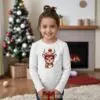 Детска коледна бяла блуза с очарователно еленче - за момиче и момче