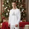 Коледна мъжка бяла блуза с елха и надпис „Merry Christmas“
