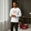 Коледна мъжка бяла блуза с чаши за вино и надпис „Merry Christmas“