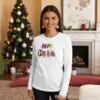 Коледна дамска бяла блуза с „Merry Christmas“ с цветна щампа