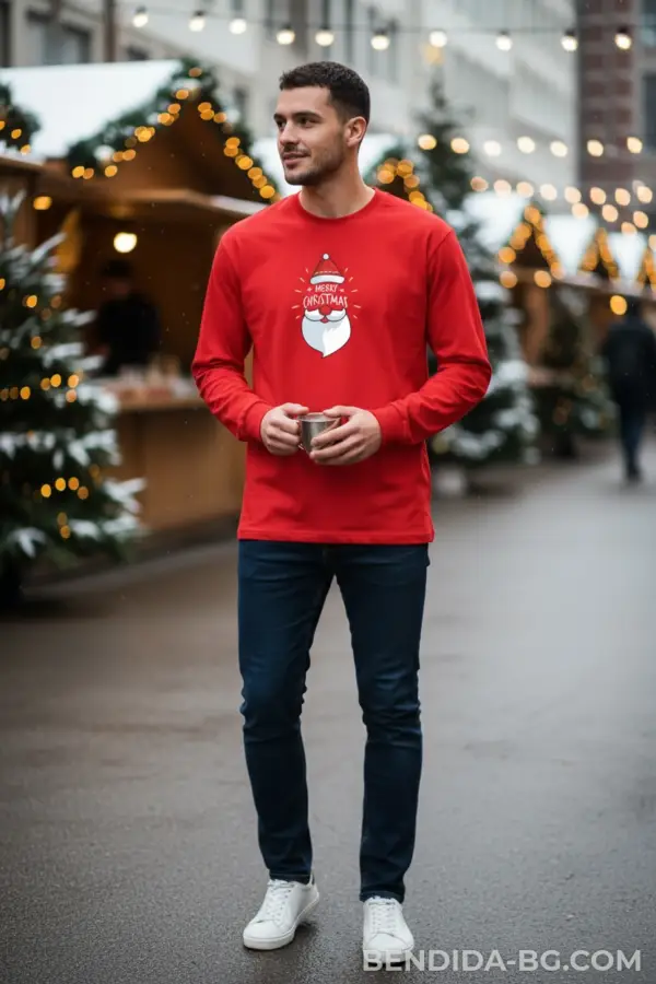 1760697236848002.png Коледна мъжка червена блуза с надпис „Merry Christmas“