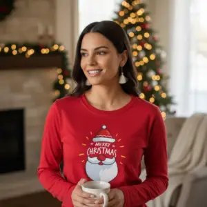 Коледна дамска червена блуза с надпис „Merry Christmas“
