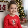 Детска коледна червена блуза с Дядо Коледа и надпис „Merry Christmas“ – за момиче и момче
