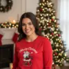 Коледна дамска червена блуза с Дядо Коледа и надпис „Merry Christmas“