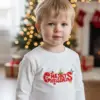 1760697297941025.png Детска коледна бяла блуза „Merry Christmas“ с празнични коледни символи- за момиче и момче