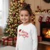 Детска коледна бяла блуза Merry Christmas - за момиче и момче