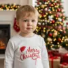 Детска коледна бяла блуза Merry Christmas - за момиче и момче