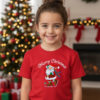 Коледна детска червена тениска за момче и момиче с надпис “Merry Christmas“ и Дядо Коледа
