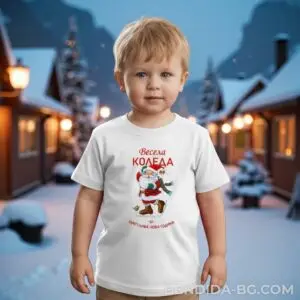 1761715320108690.jpg Коледна детска бяла тениска за момче и момиче с надпис 'Весела Коледа'