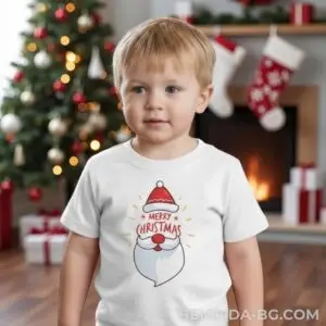 1761715322626625.jpg Коледна детска бяла тениска за момче и момиче с надпис “Merry Christmas“