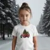 Коледна детска бяла тениска за момче и момиче с коледен камион