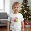 Коледна детска бяла тениска за момче и момиче с надпис “Merry Christmas“ и коледни топки
