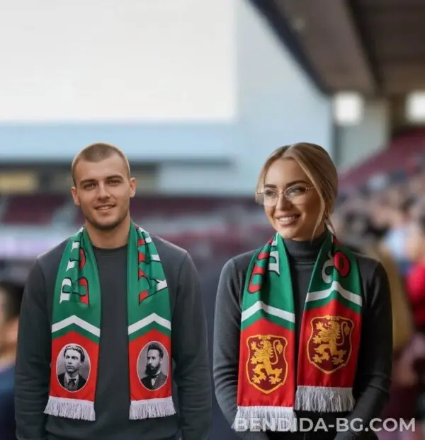 1764316893153542.jpg Двулицев зелен спортен шал - с Ботев и Левски 14/120 см