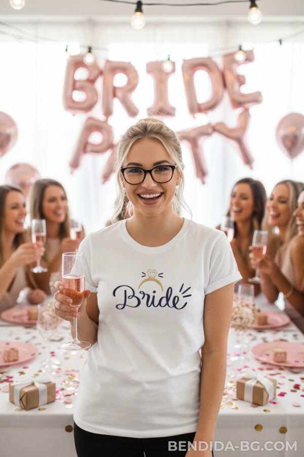2-2.jpeg Тениска за моминско парти - “Bride Sparkle Queen”