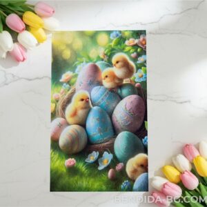 Великденска хавлиена кърпа „Пролетно гнездо“