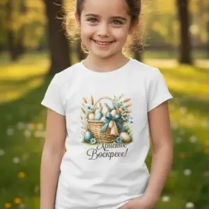 Великденска детска тениска -„Празнична кошница“