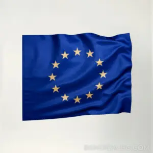 Луксозно единично знаме на Европейски съюз от сатен с двустранно апликирани звезди 70/120 см.