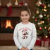 Детска коледна бяла ватирана блуза с Дядо Коледа и надпис „Merry Christmas“ – за момиче и момче