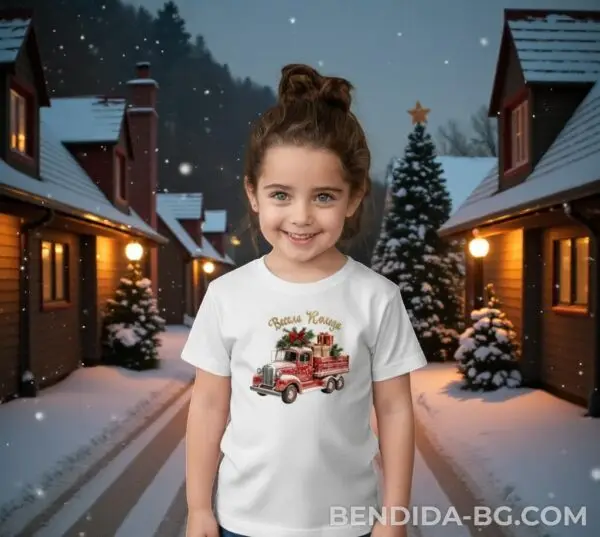 describe-a-change-40d8821a-3e61-4d65-8e47-beb4dc364cad.jpg Коледна детска бяла тениска за момче и момиче с надпис 'Весела Коледа'