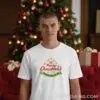 Коледна мъжка бяла тениска с надпис “Merry Christmas“