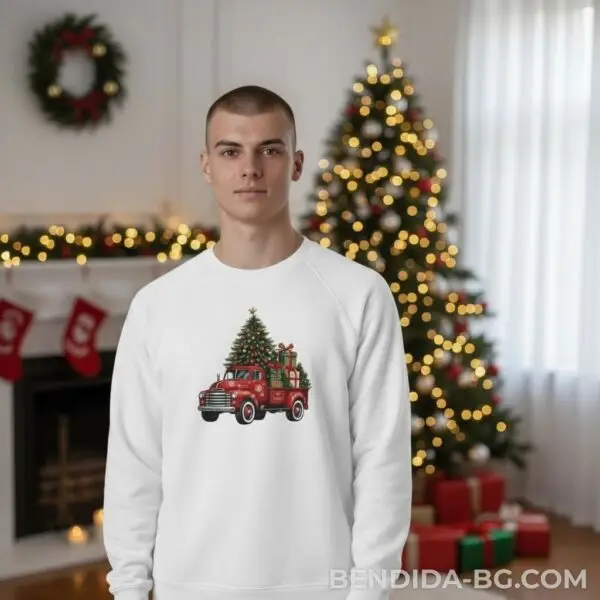 describe-a-change-ba16118f-e9a5-451f-a574-34252836cf98.jpeg Коледна мъжка бяла ватирана блуза с Коледен камион