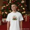 Коледна мъжка бяла тениска с надпис “Merry Christmas“