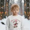 Детска коледна бяла ватирана блуза с Дядо Коледа и надпис „Merry Christmas“ – за момиче и момче
