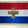 Луксозно единично сатенено Самарско знаме 90/150 см. с ресни и двустранно апликиран кръст