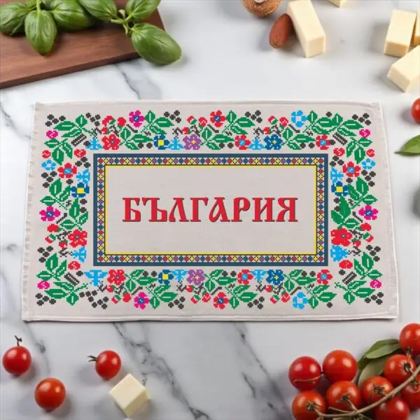 Хавлиена кърпа с шевици „Шарена земя“ 30/50 см.