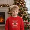 Детска коледна червена ватирана блуза с надпис „Merry Christmas“- за момиче и момче