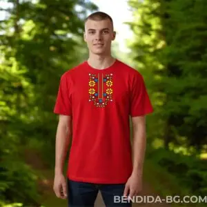 Мъжка тениска с шевица – „Полски цветя“