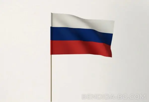 Знаме на Русия с дървена дръжка – 16/22 см.